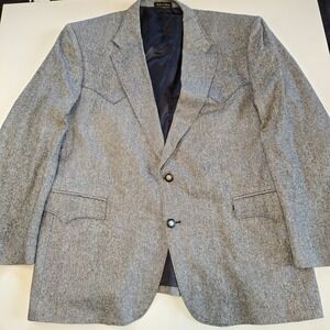 Circle S Dallas Texas Men's Grey‎ Western Single Breasted Jacket Sportscoat 46R